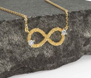 Diamond Gold Silver Celtic Trinity Knot Infinity Necklace