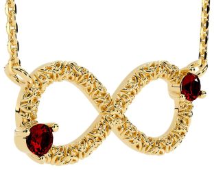 Garnet Gold Silver Celtic Trinity Knot Infinity Necklace