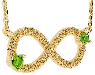Peridot Gold Silver Celtic Trinity Knot Infinity Necklace