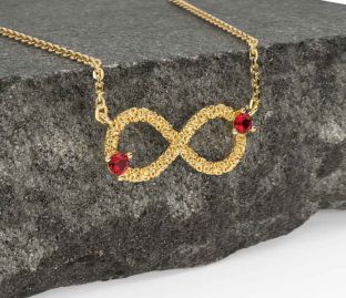 Ruby Gold Silver Celtic Trinity Knot Infinity Necklace