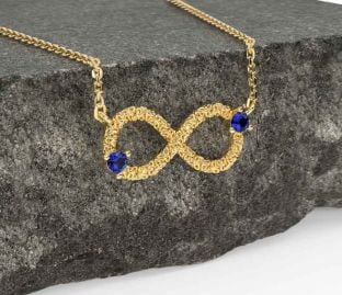 Sapphire Gold Silver Celtic Trinity Knot Infinity Necklace