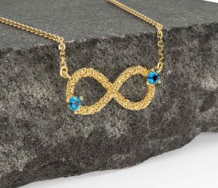 Topaz Gold Silver Celtic Trinity Knot Infinity Necklace