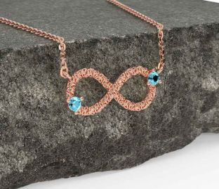 Aquamarine Rose Gold Celtic Trinity Knot Infinity Necklace