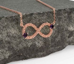 Alexandrite Rose Gold Celtic Trinity Knot Infinity Necklace