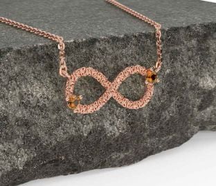 Citrine Rose Gold Celtic Trinity Knot Infinity Necklace