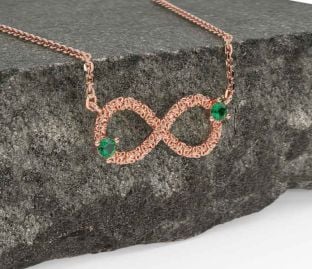 Emerald Rose Gold Celtic Trinity Knot Infinity Necklace