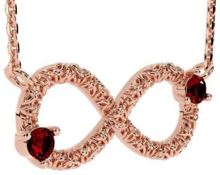 Garnet Rose Gold Celtic Trinity Knot Infinity Necklace