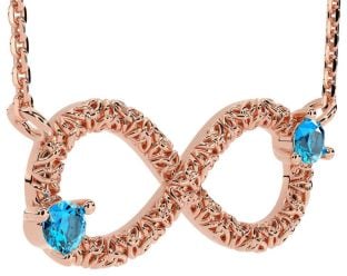Topaz Rose Gold Celtic Trinity Knot Infinity Necklace