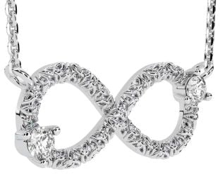 Diamond Silver Celtic Trinity Knot Infinity Necklace