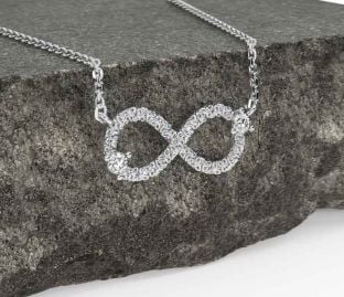 Diamond Silver Celtic Trinity Knot Infinity Necklace