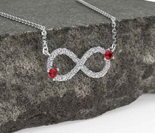 Ruby Silver Celtic Trinity Knot Infinity Necklace