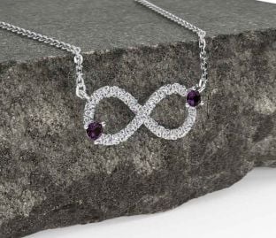 Alexandrite White Gold Celtic Trinity Knot Infinity Necklace
