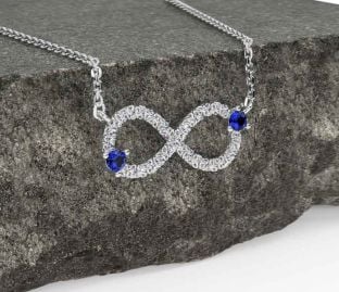 Sapphire White Gold Celtic Trinity Knot Infinity Necklace