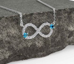 Topaz White Gold Celtic Trinity Knot Infinity Necklace
