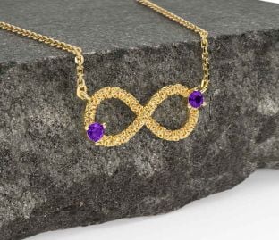 Amethyst Gold Celtic Trinity Knot Infinity Necklace