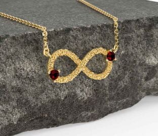 Garnet Gold Celtic Trinity Knot Infinity Necklace