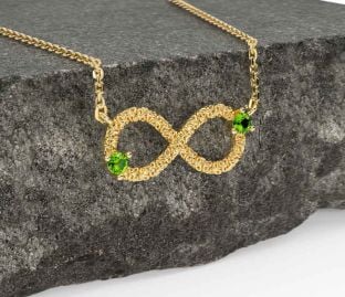 Peridot Gold Celtic Trinity Knot Infinity Necklace