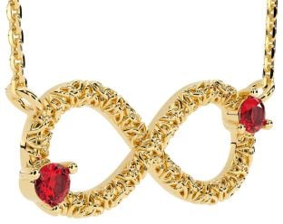 Ruby Gold Celtic Trinity Knot Infinity Necklace