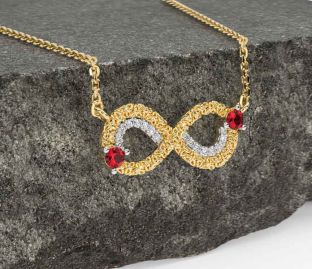 Diamond Ruby Gold Silver Celtic Trinity Knot Infinity Necklace
