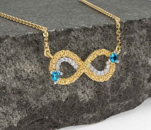 Diamond Topaz Gold Silver Celtic Trinity Knot Infinity Necklace