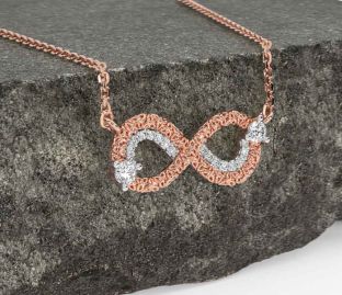 Diamond Rose Gold Celtic Trinity Knot Infinity Necklace