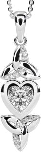Diamond White Gold Celtic Trinity Knot Heart Necklace