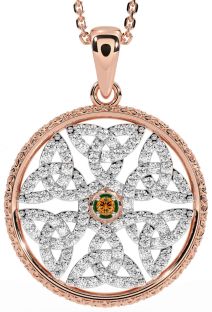 Diamond Citrine Rose Gold Silver Celtic Trinity Knot Necklace