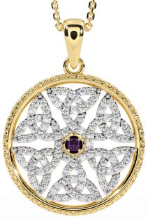 Diamond Alexandrite Gold Silver Celtic Trinity Knot Necklace