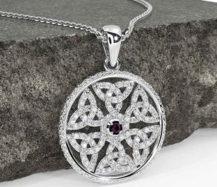 Diamond Alexandrite Silver Celtic Trinity Knot Necklace