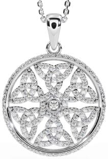 Diamond Silver Celtic Trinity Knot Necklace