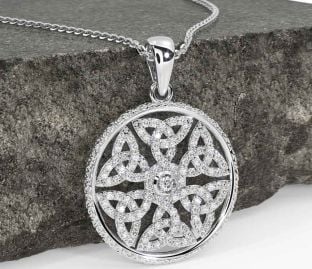 Diamond White Gold Celtic Trinity Knot Necklace