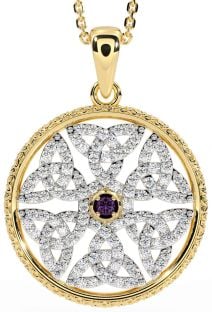 Diamond Alexandrite Gold Celtic Trinity Knot Necklace