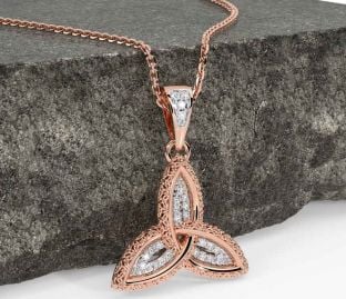 Diamond Rose Gold Celtic Trinity Knot Necklace