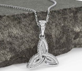 Diamond Silver Celtic Trinity Knot Necklace