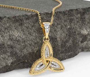 Diamond Gold Celtic Trinity Knot Necklace