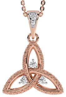 Diamond Rose Gold Celtic Trinity Knot Necklace