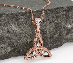 Diamond Rose Gold Celtic Trinity Knot Necklace