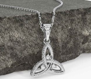 Diamond White Gold Celtic Trinity Knot Necklace