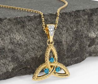 Diamond Topaz Gold Celtic Trinity Knot Necklace