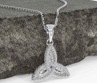 Diamond White Gold Celtic Trinity Knot Necklace