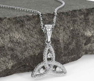 Diamond White Gold Celtic Trinity Knot Necklace