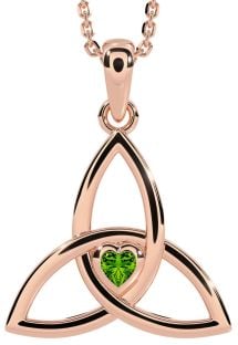 Peridot Rose Gold Silver Celtic Trinity Knot Necklace