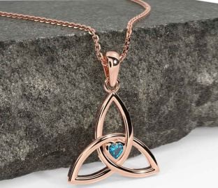 Topaz Rose Gold Silver Celtic Trinity Knot Necklace