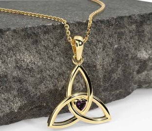 Alexandrite Gold Silver Celtic Trinity Knot Necklace
