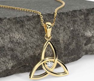Diamond Gold Silver Celtic Trinity Knot Necklace