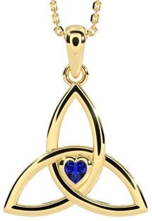 Sapphire Gold Silver Celtic Trinity Knot Necklace