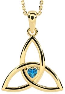 Topaz Gold Silver Celtic Trinity Knot Necklace