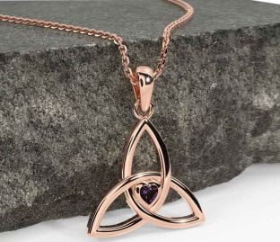 Alexandrite Rose Gold Celtic Trinity Knot Necklace