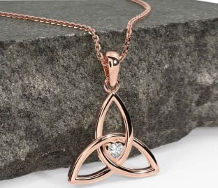 Diamond Rose Gold Celtic Trinity Knot Necklace