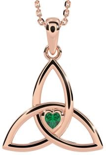 Emerald Rose Gold Celtic Trinity Knot Necklace